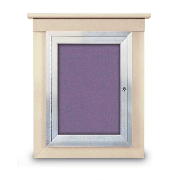 42"x32" 2-Door Enclosed Letterboard, Grey Vinyl/Walnut